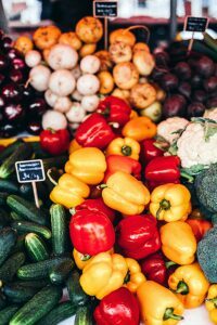 An array of vegetables at a farmer's market. 