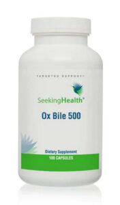 A white bottle of the Seeking Health Ox Bile supplement. 