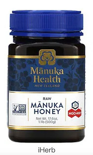 A jar of Manuka Health New Zealand 400+ MGO manuka honey.