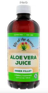 A bottle of Lily of the Desert aloe vera juice. 