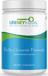 Uni Key Health Daily Greens Formula green juice powder.